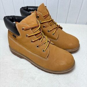 TRAIL‎ GUIDE Waterproof Tan Leather Boots with Black Collar Size 7M